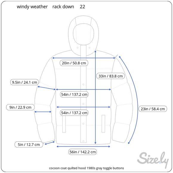 cocoon coat quilted hood 1980s gray toggle buttons - Picture 13 of 13